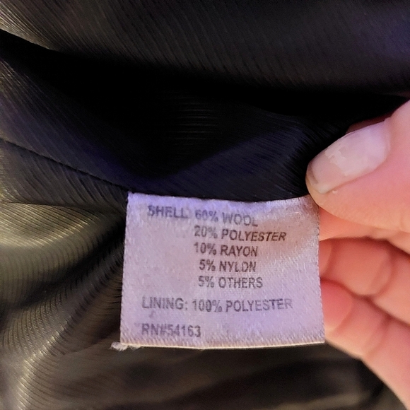 Calvin Klein Wool Black Pea Coat Size 10 Women's pockets Mid Lenght - Picture 6 of 13